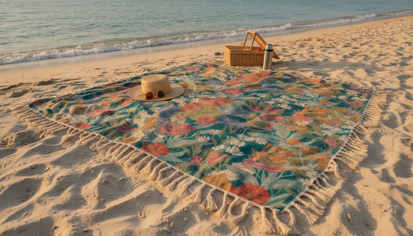 Floral Cotton Towel Blanket: Tassels, Travel, and Lounging